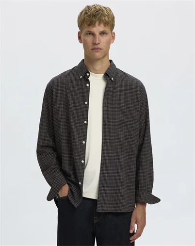Selected - SLMRegcole Jay Melange Skjorte - Dark Sapphire